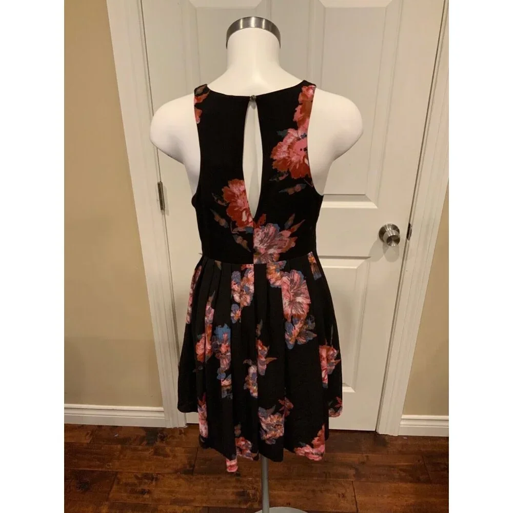 Free People Black Twilight Combo Pink & Blue Floral Print Dress Size 4 NWT! $128